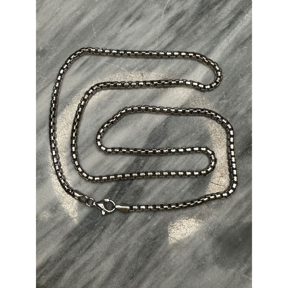 Thick Heavy Rounded Box Chain Sterling Silver Necklace 22 Inch 25g Italy Unisex